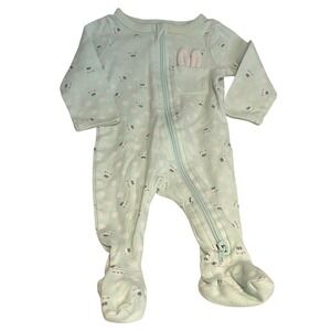 Cat & Jack Newborn Mint Green Bunny Polka Dot Footed Sleeper Pajamas NB Easter